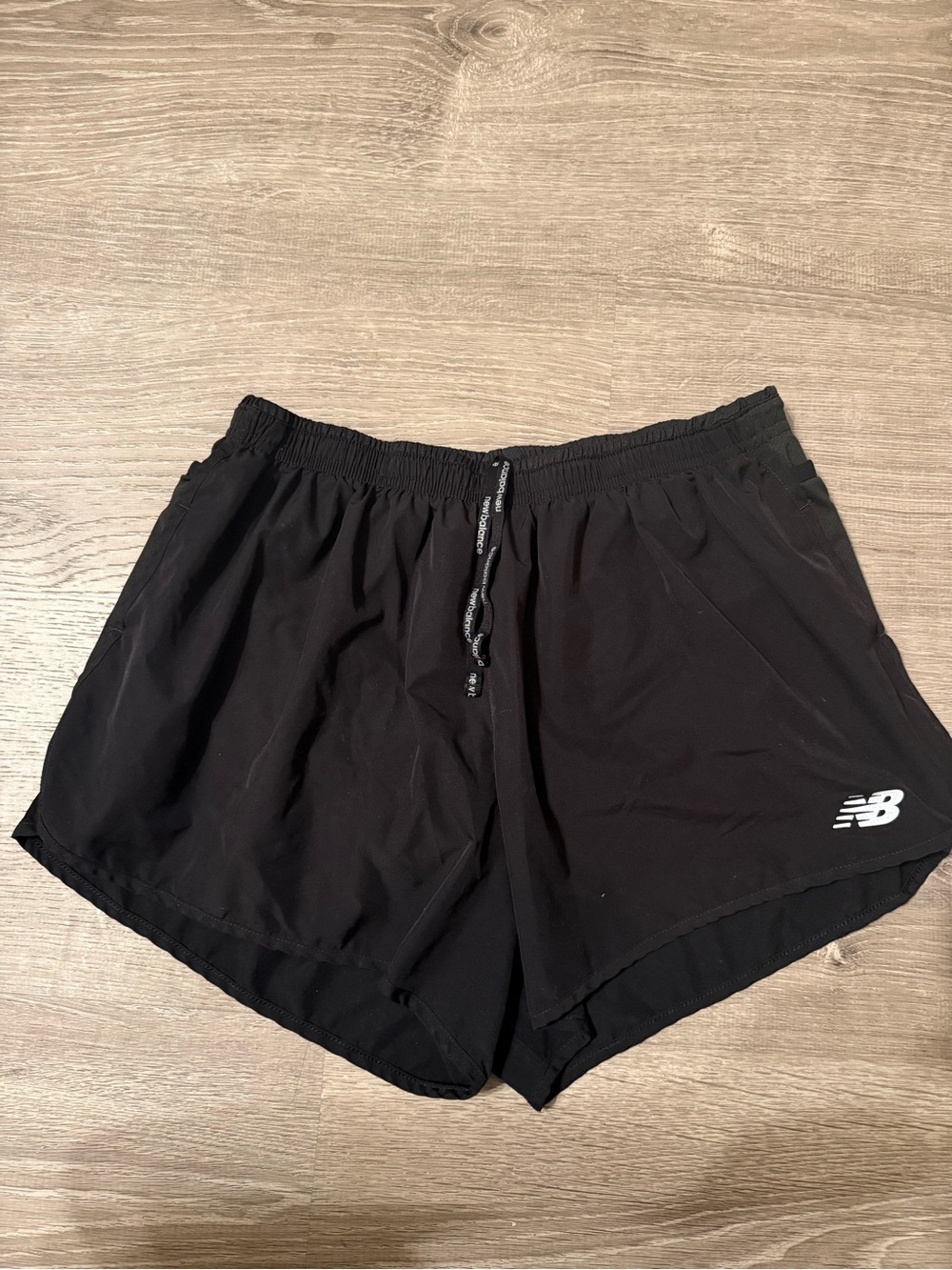 New Balance Men’s Black Athletic Running Shorts with Reflective Logo